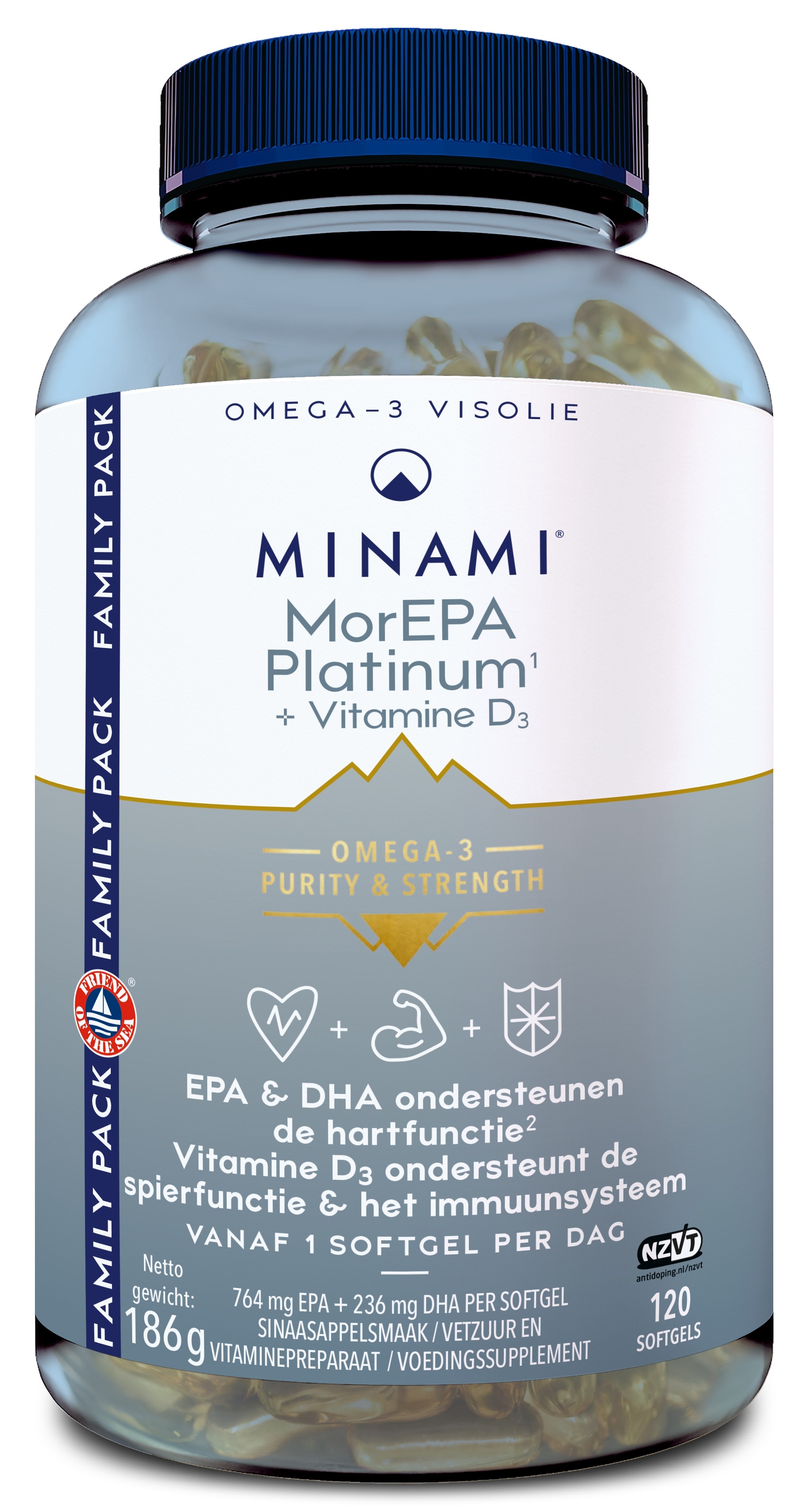 Minami MorEPA Platinum + Vitamine D3 120 softgels
